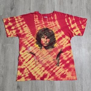 Vintage 90s The Doors Jim Morrison Tie Dye Rock Band Tee Shirt Size Large